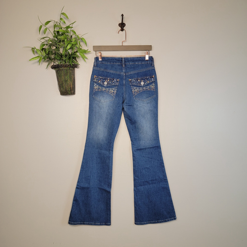 BDG Flare Flap Pocket Low Rise Embellished Bootcut Urban Outfitters 26 Jeans UO